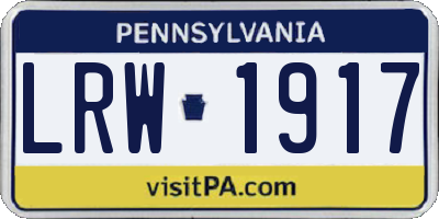 PA license plate LRW1917