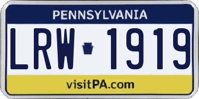 PA license plate LRW1919