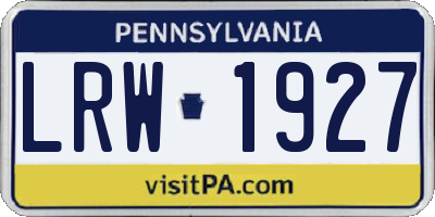 PA license plate LRW1927