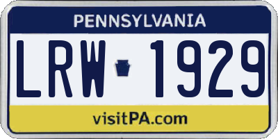 PA license plate LRW1929