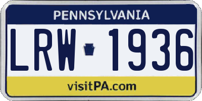 PA license plate LRW1936