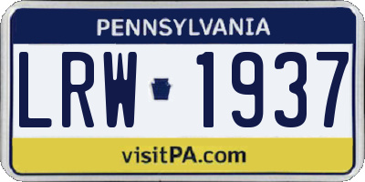 PA license plate LRW1937