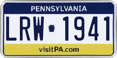 PA license plate LRW1941
