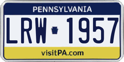 PA license plate LRW1957