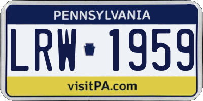 PA license plate LRW1959