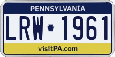 PA license plate LRW1961