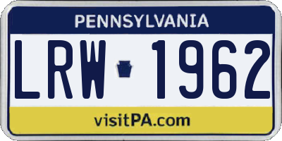 PA license plate LRW1962