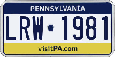 PA license plate LRW1981