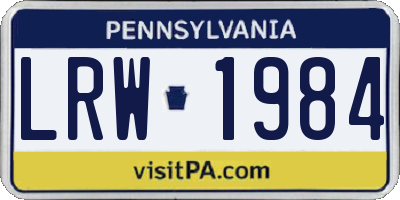 PA license plate LRW1984