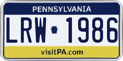 PA license plate LRW1986