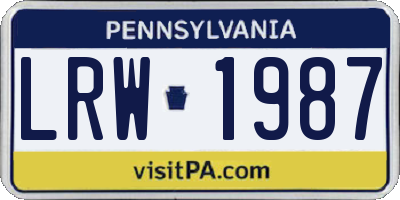 PA license plate LRW1987