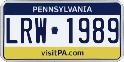 PA license plate LRW1989