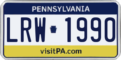 PA license plate LRW1990