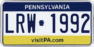 PA license plate LRW1992
