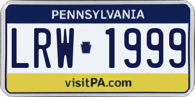 PA license plate LRW1999