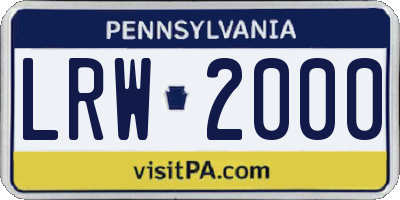 PA license plate LRW2000