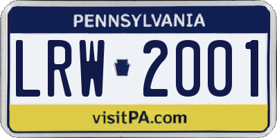 PA license plate LRW2001