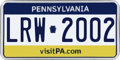 PA license plate LRW2002