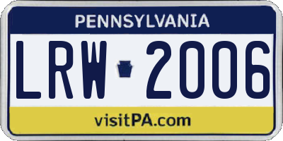 PA license plate LRW2006