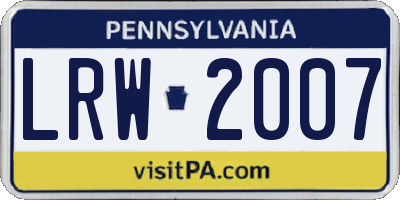 PA license plate LRW2007