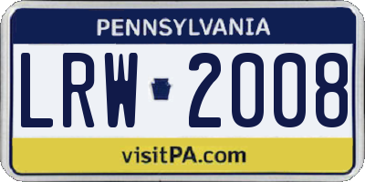 PA license plate LRW2008