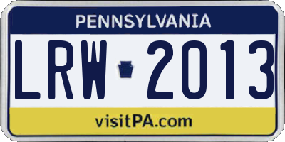 PA license plate LRW2013