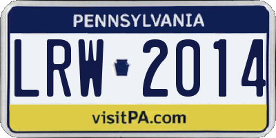 PA license plate LRW2014