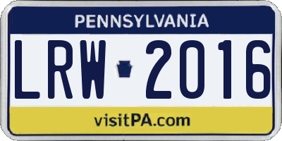 PA license plate LRW2016
