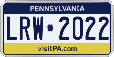 PA license plate LRW2022