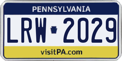 PA license plate LRW2029