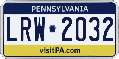 PA license plate LRW2032