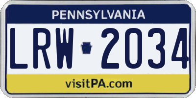 PA license plate LRW2034