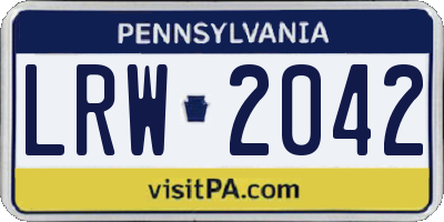 PA license plate LRW2042