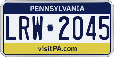 PA license plate LRW2045
