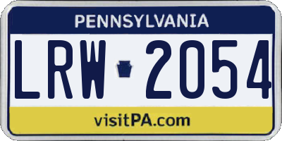 PA license plate LRW2054