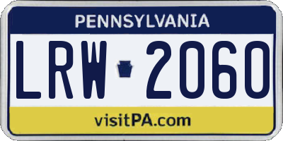 PA license plate LRW2060
