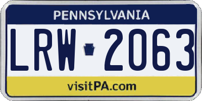 PA license plate LRW2063