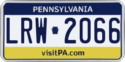 PA license plate LRW2066