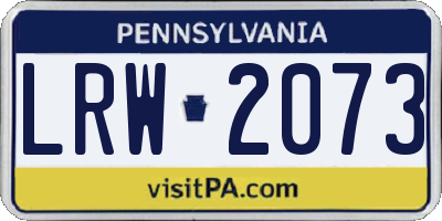 PA license plate LRW2073