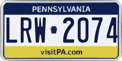 PA license plate LRW2074