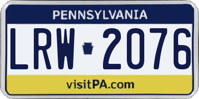 PA license plate LRW2076