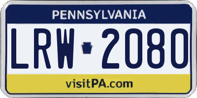 PA license plate LRW2080