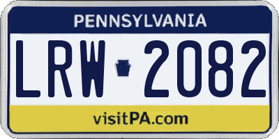 PA license plate LRW2082