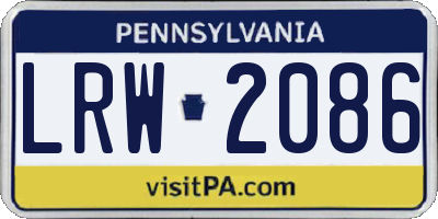 PA license plate LRW2086