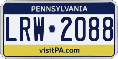 PA license plate LRW2088