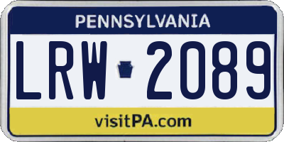 PA license plate LRW2089
