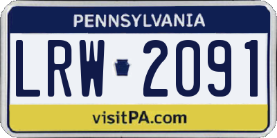 PA license plate LRW2091