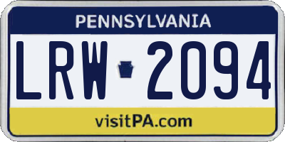 PA license plate LRW2094