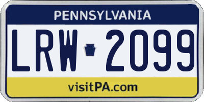 PA license plate LRW2099