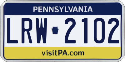 PA license plate LRW2102